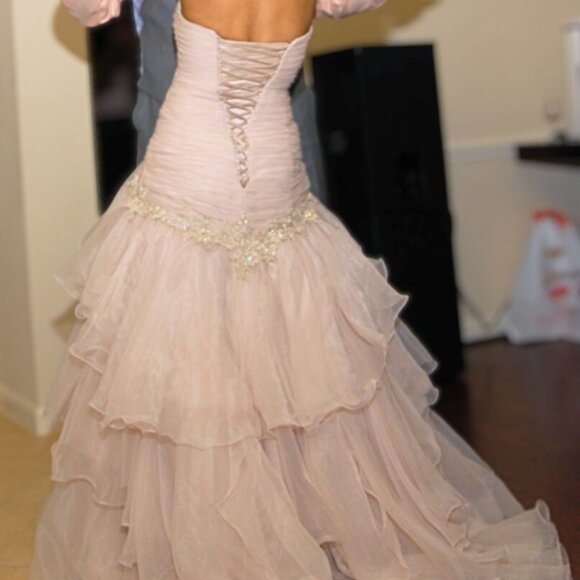 💫 Sottero & Midgley Couture Wedding Gown | Size 8 | Tiered Organza Corset-Back - Picture 3 of 7